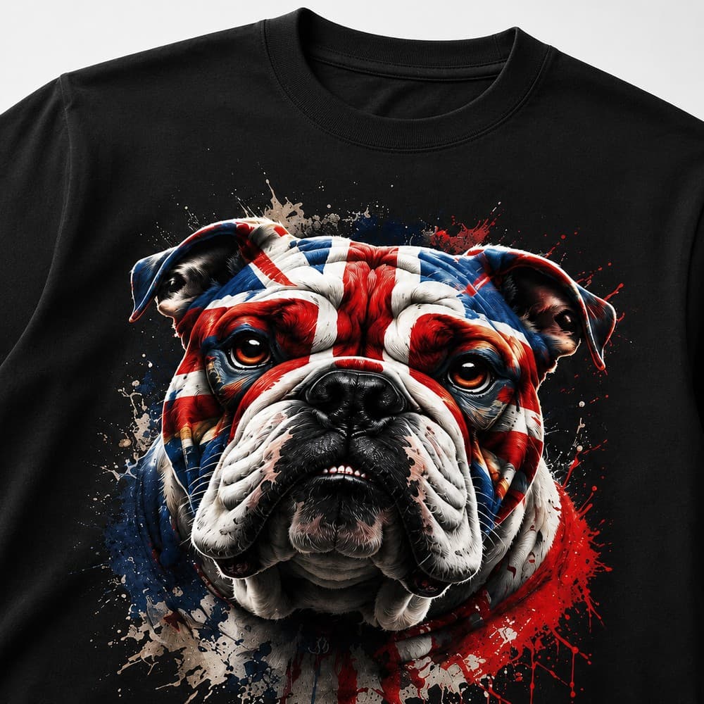 Close-up of the British Bulldog print