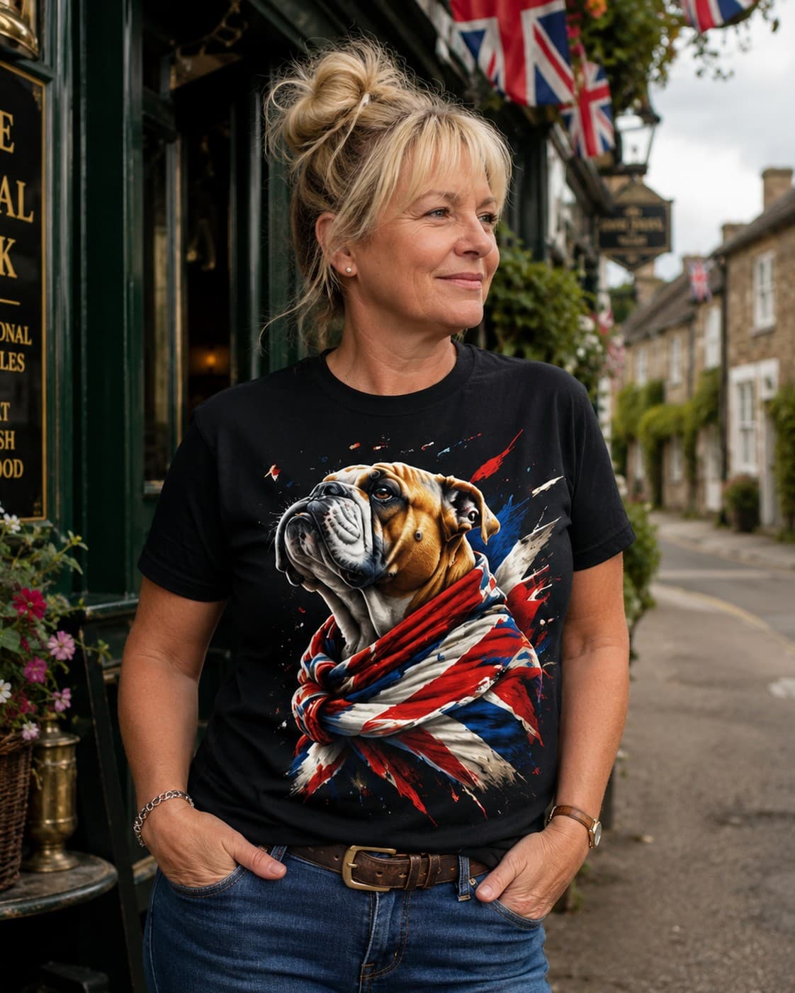 British Bulldog T-shirt worn, lifestyle shot