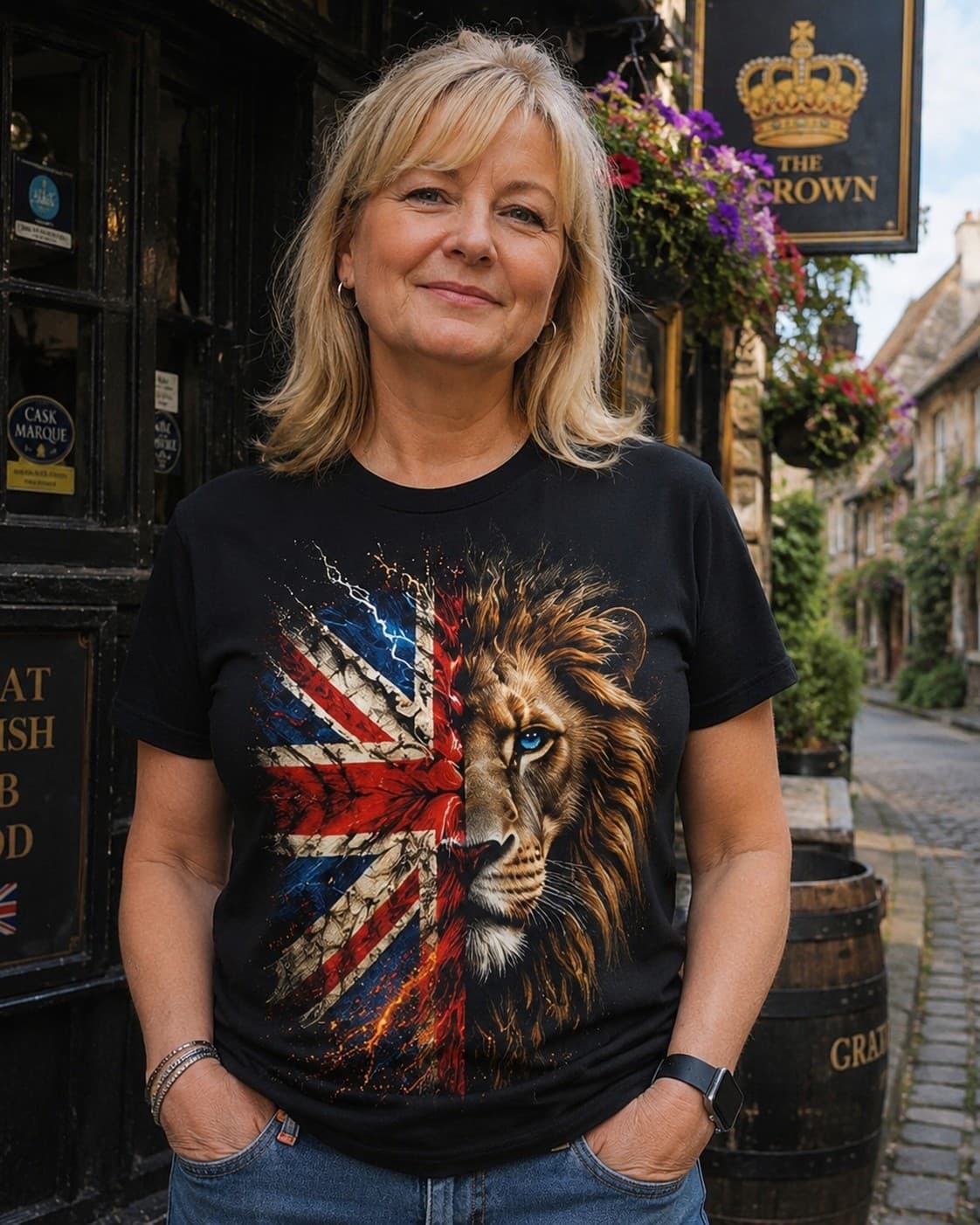 British Lion T-shirt worn, lifestyle shot