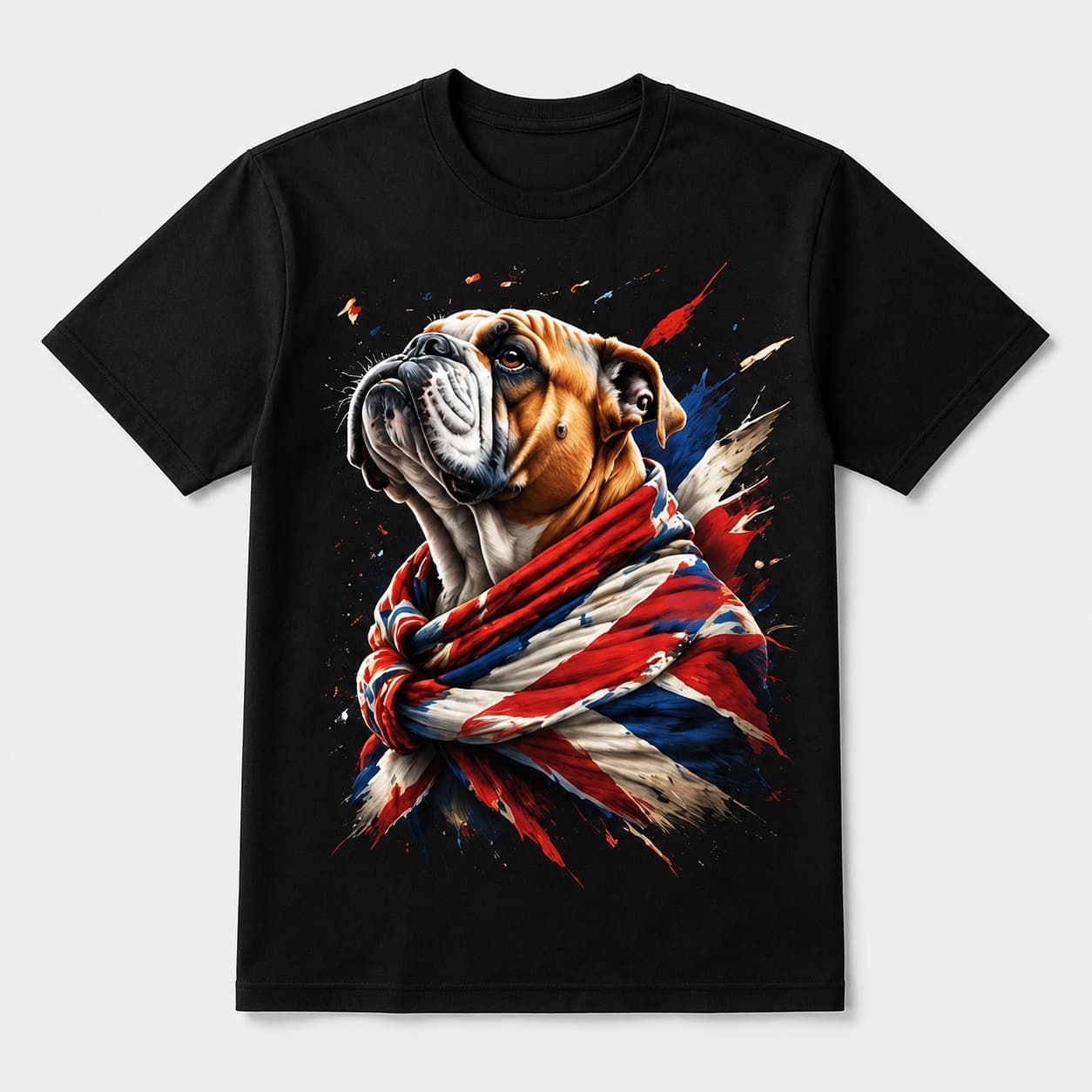 Bulldog Britannia black T-shirt, front print
