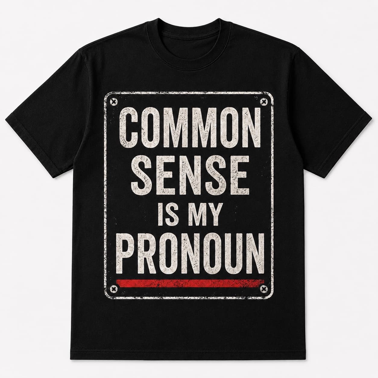Common Sense Is My Pronoun t-shirt on a hanger