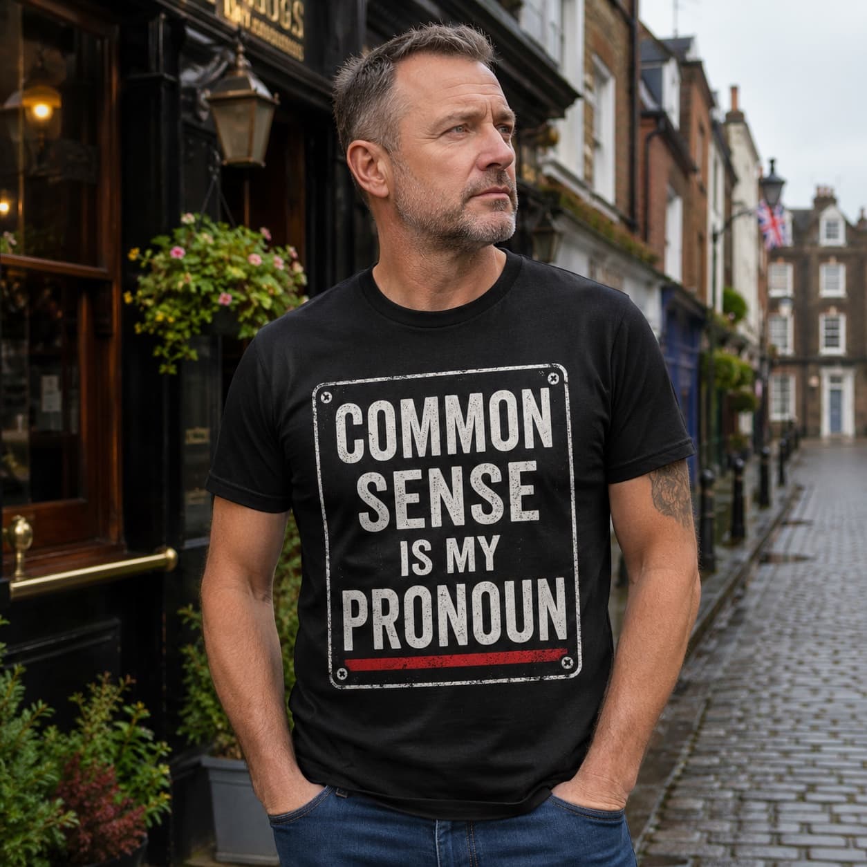 Common Sense Is My Pronoun T-shirt worn