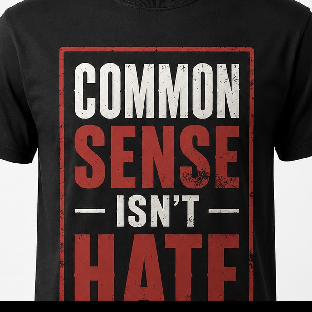 Close-up of the Common Sense Isn't Hate print