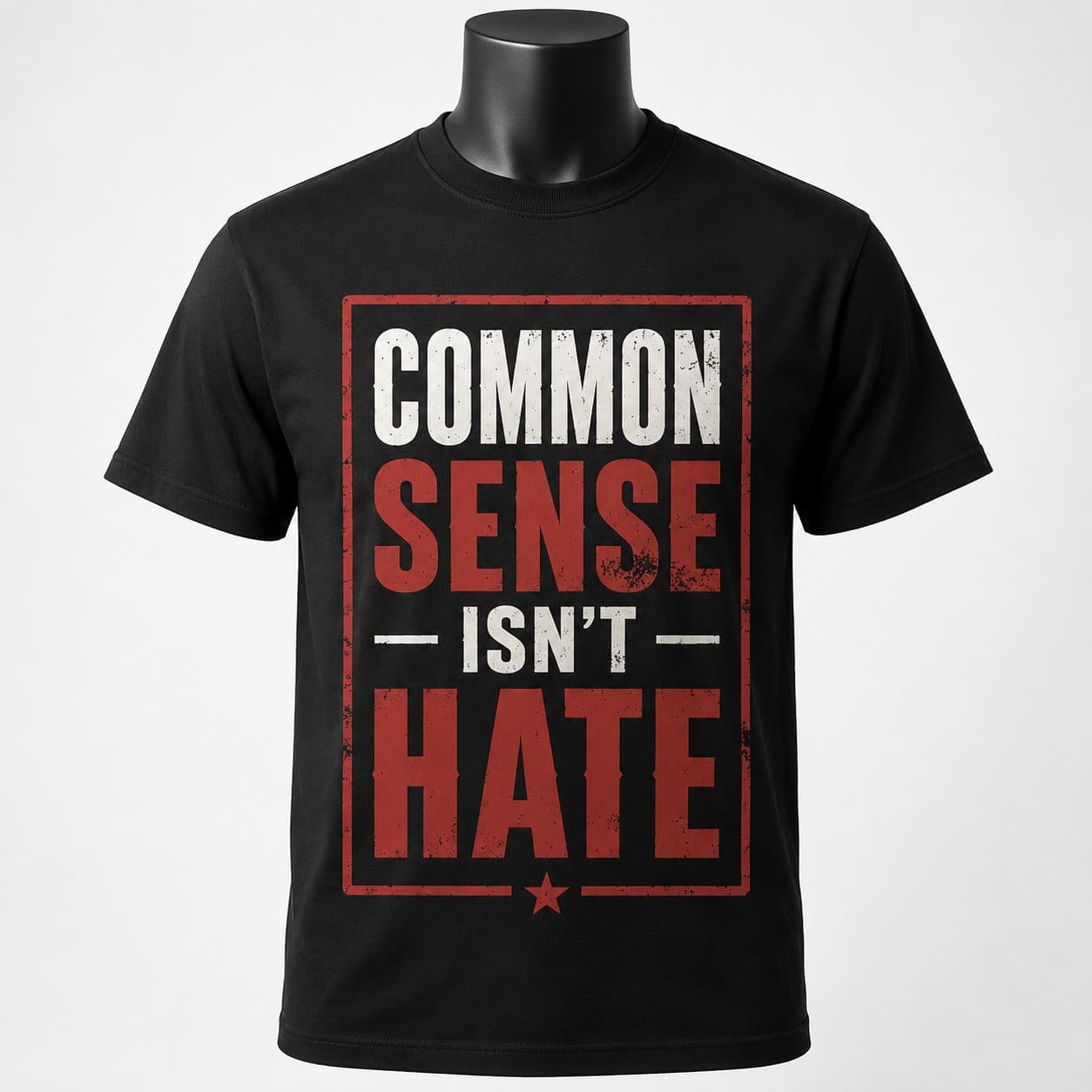 Common Sense Isn't Hate black T-shirt, front print
