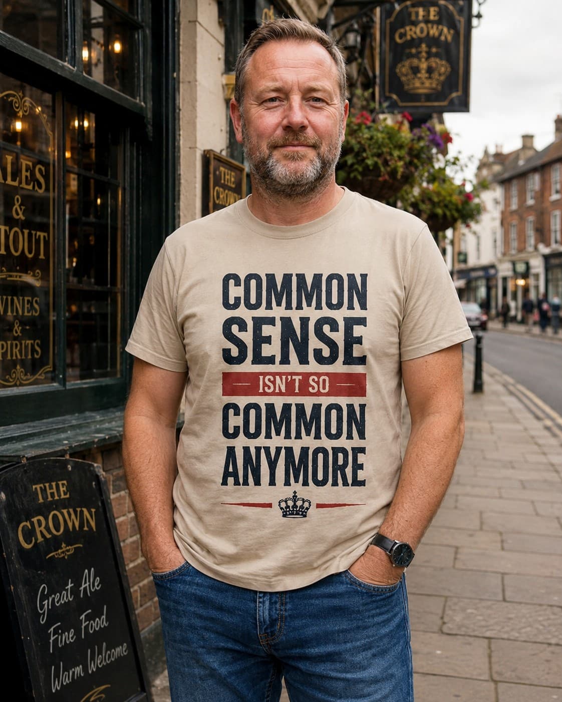 Common Sense Isn't Hate T-shirt worn, lifestyle shot