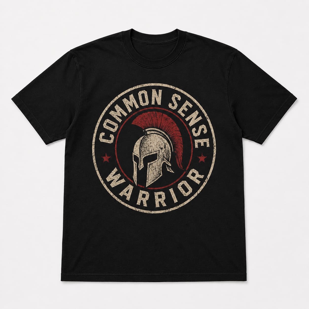 Common Sense Warrior t-shirt on a hanger
