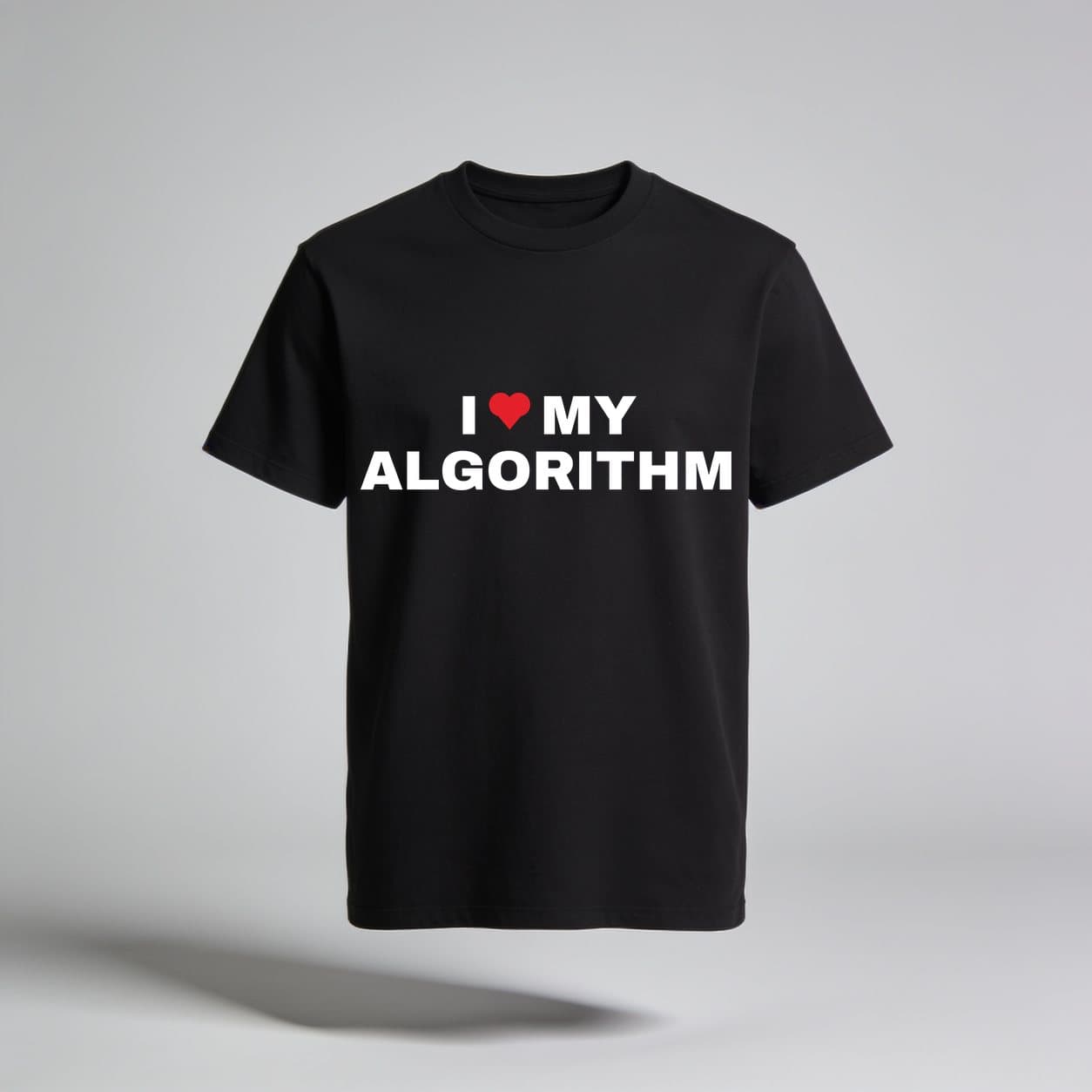 I Love My Algorithm Black T-shirt, front print