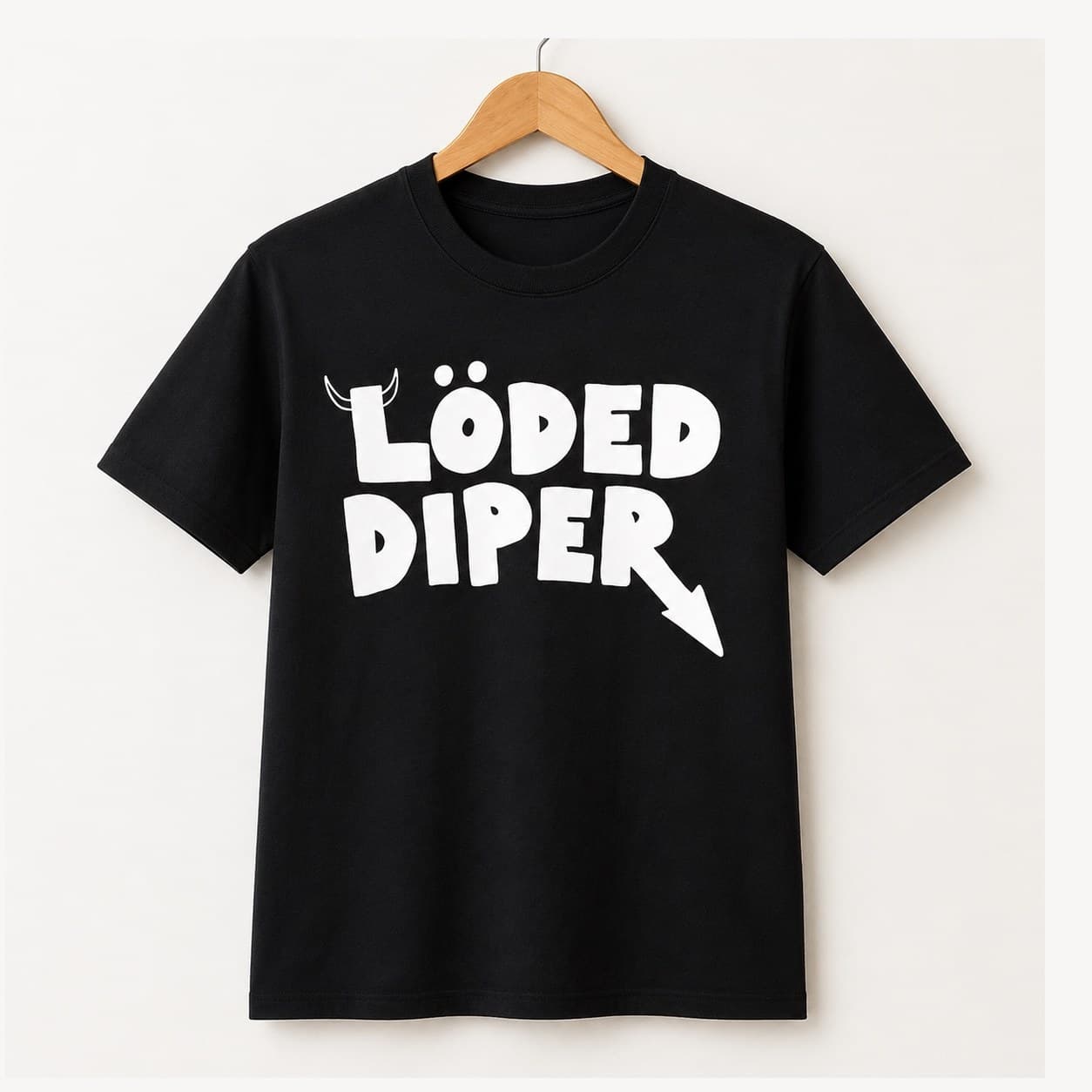 Löded Diper T-Shirt t-shirt on a hanger