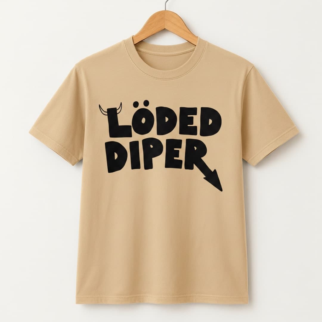 Löded Diper T-Shirt — Sand colourway, front