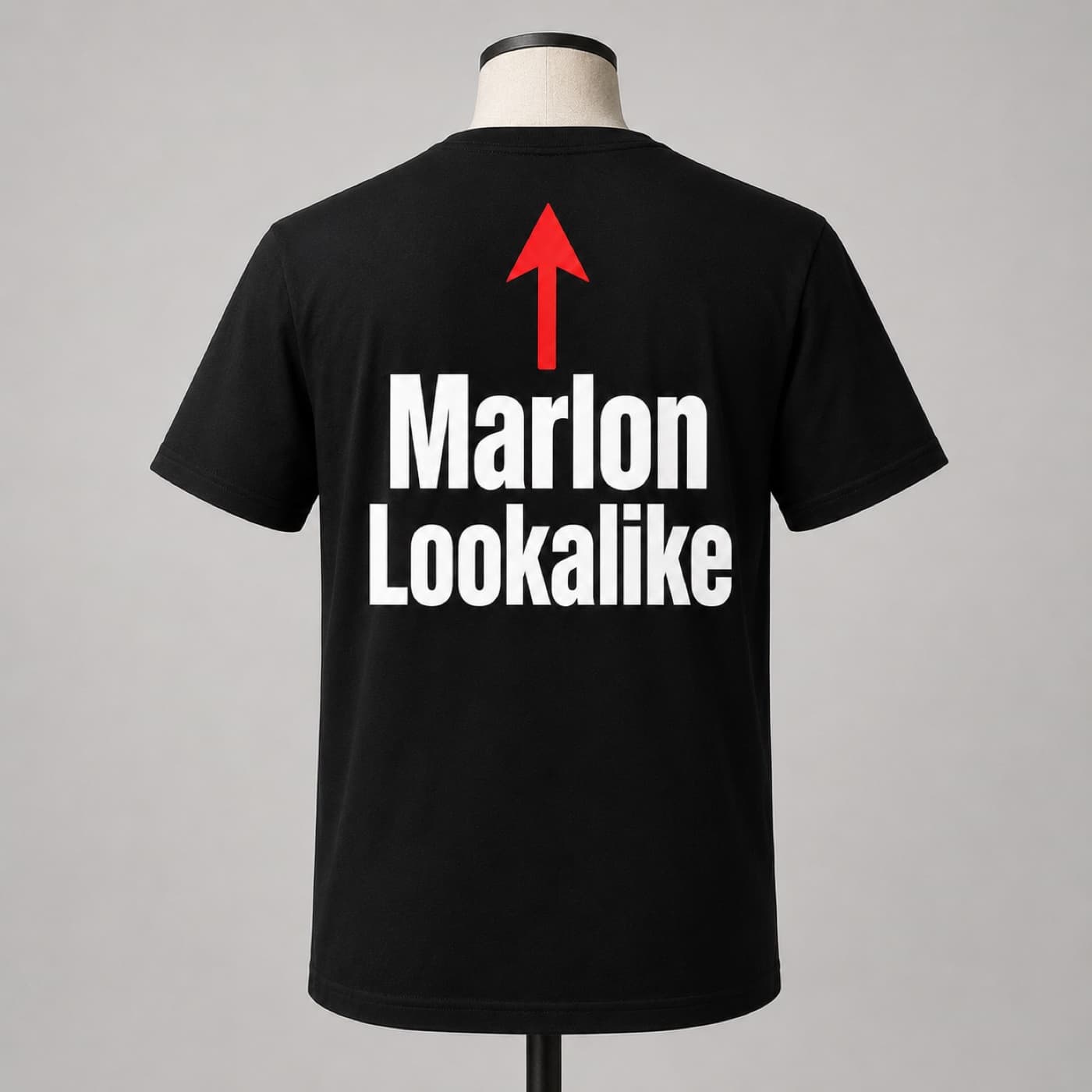 Plain black back of the Marlon Lookalike T-shirt