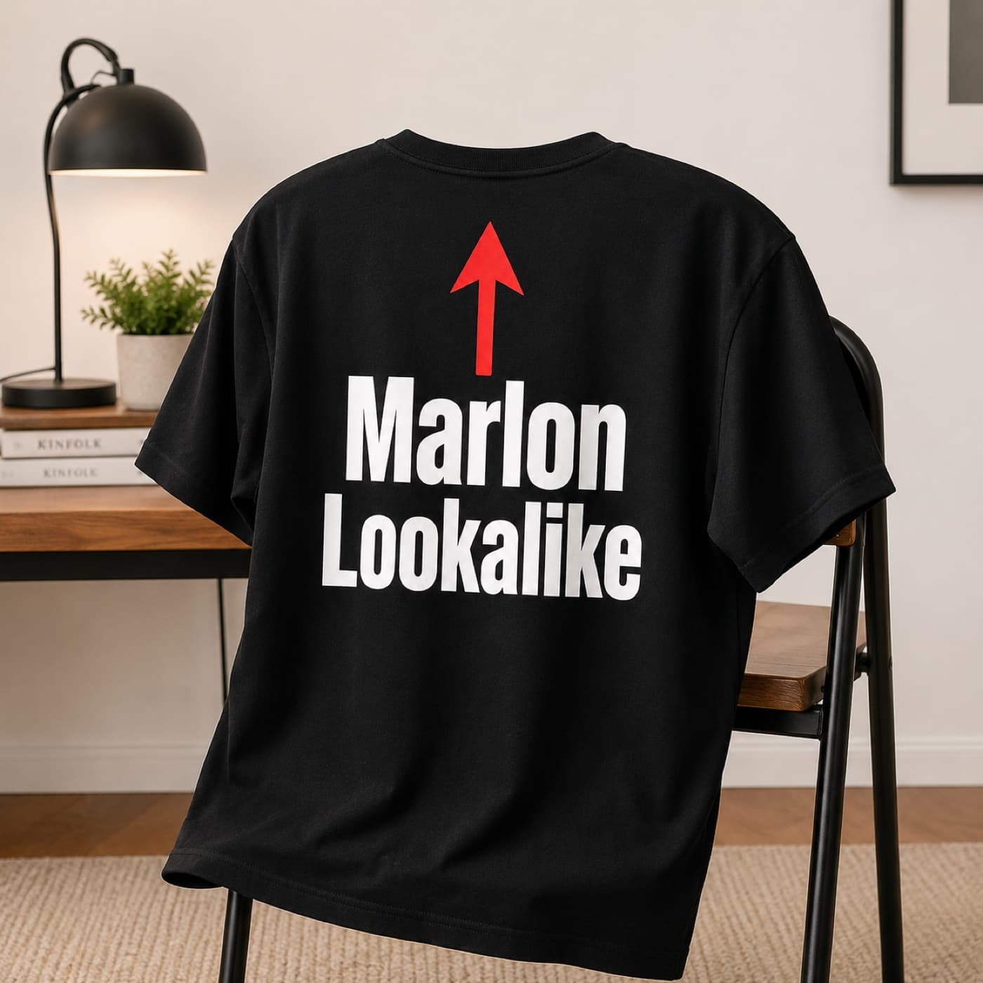 Marlon Lookalike t-shirt on a hanger