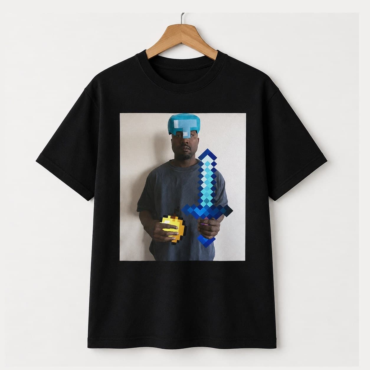 Minecraft Kanye T-Shirt t-shirt on a hanger