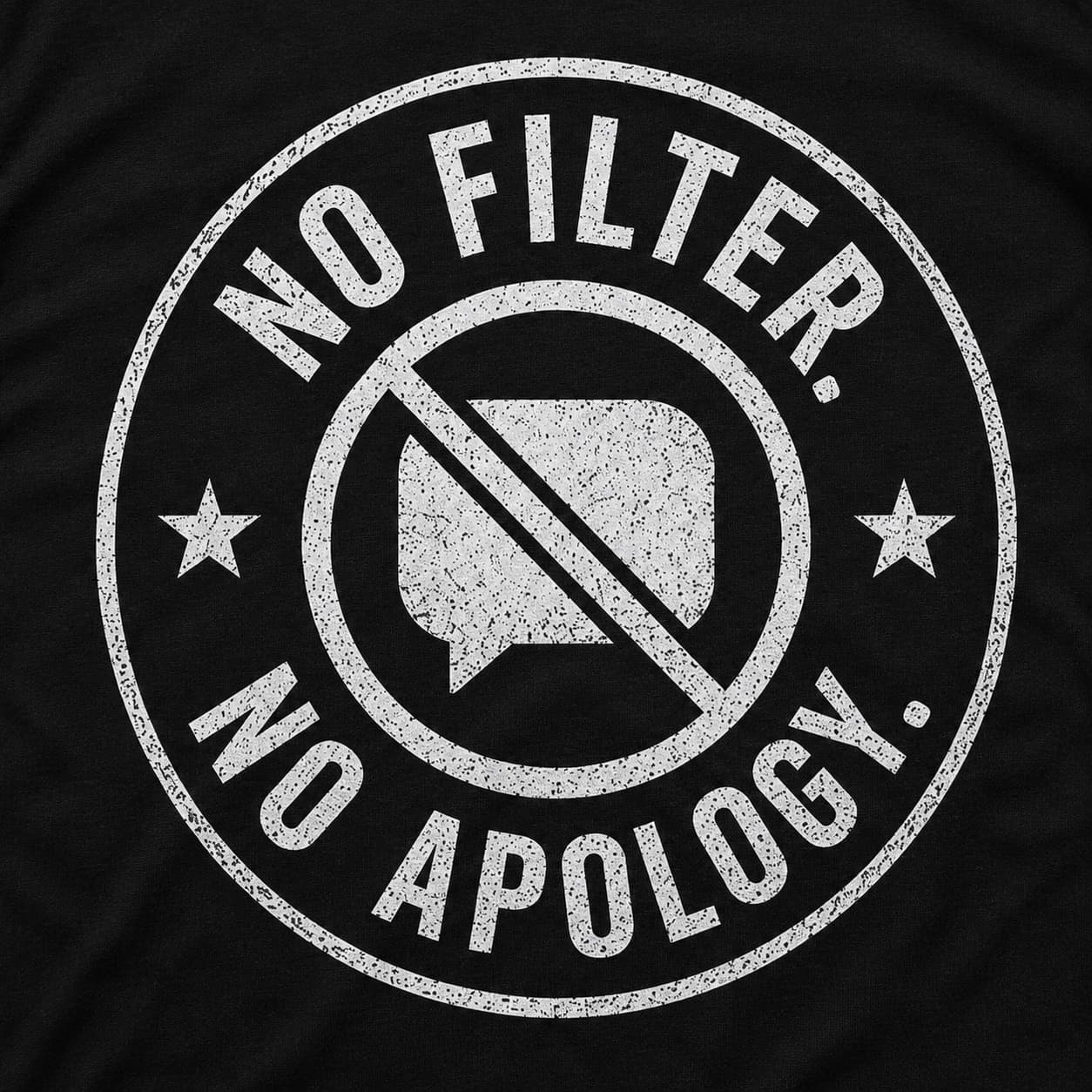 Close-up of the No Filter No Apologies print
