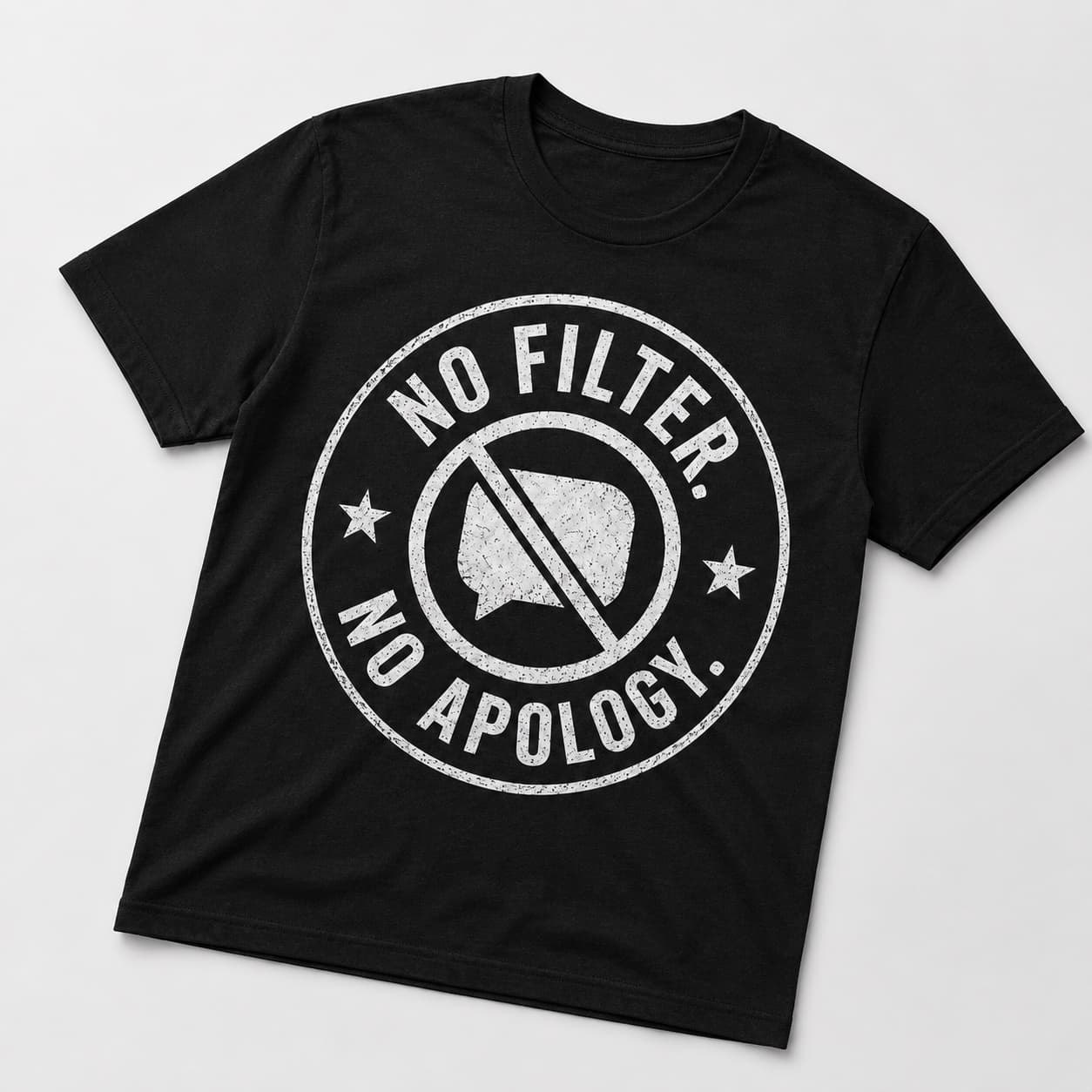 No Filter No Apologies black T-shirt, front print