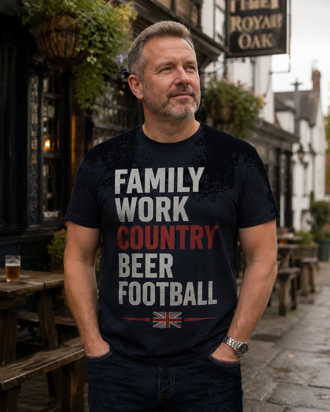 Priorities T-shirt worn, lifestyle shot