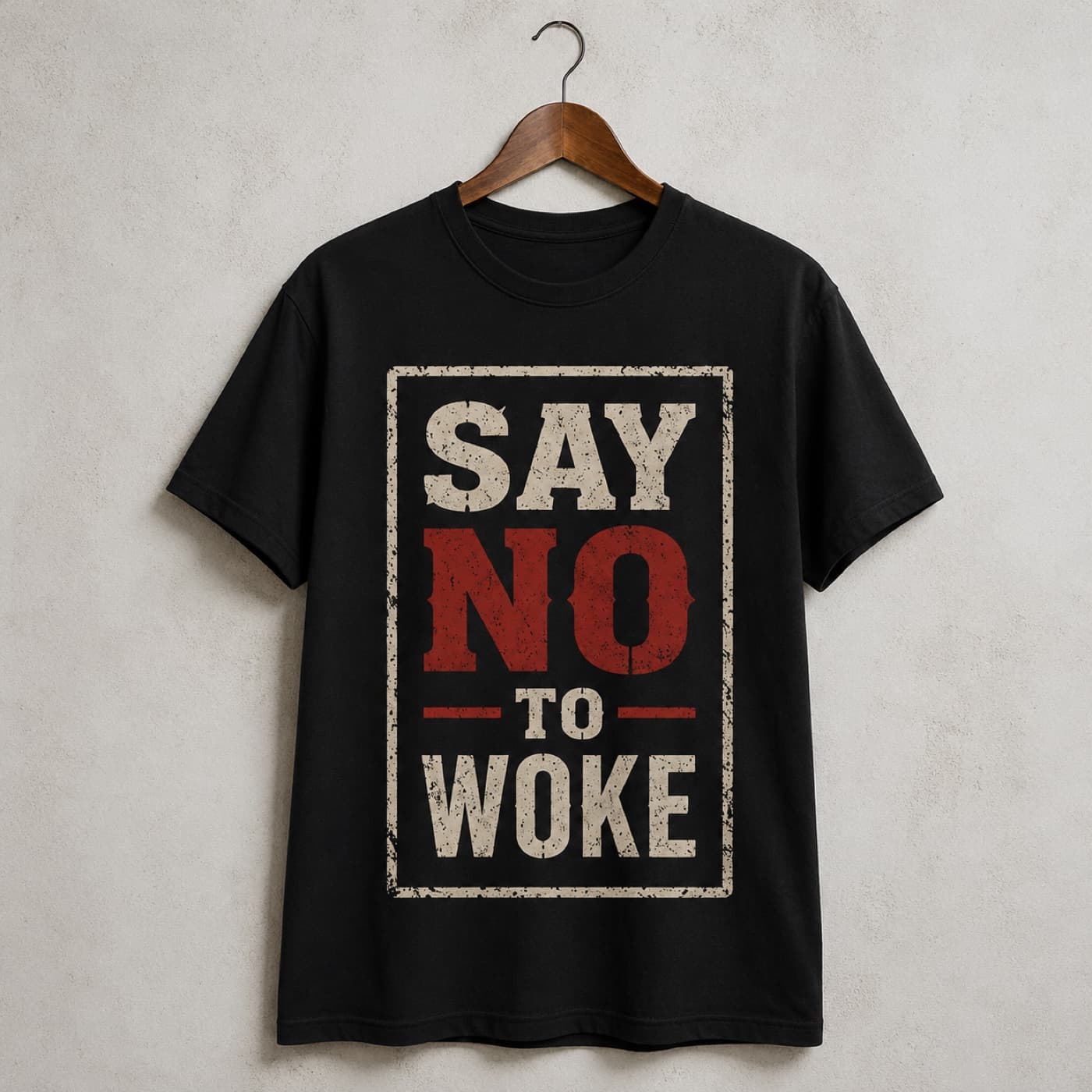 Say No To Woke black T-shirt, front print