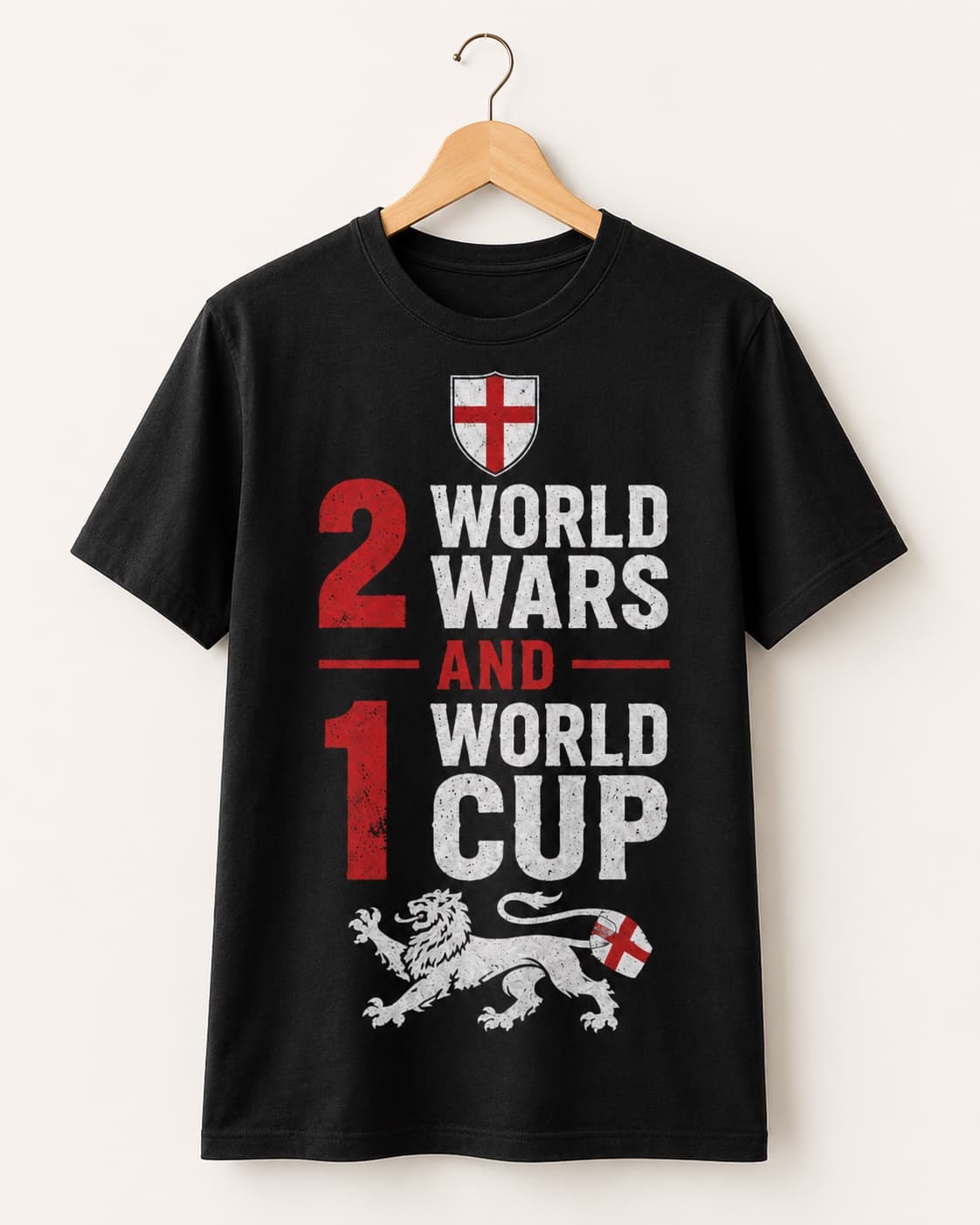 2 World Wars 1 World Cup black T-shirt, front print