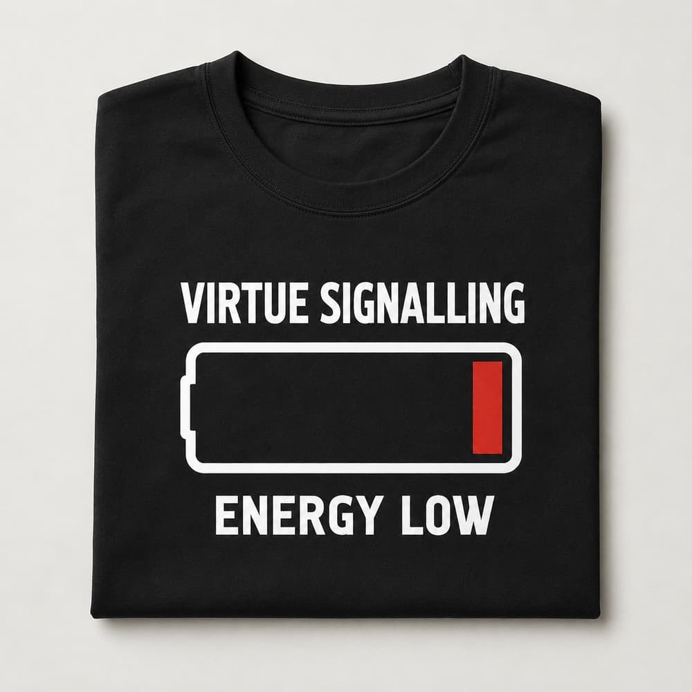Close-up of the Virtue Signalling print