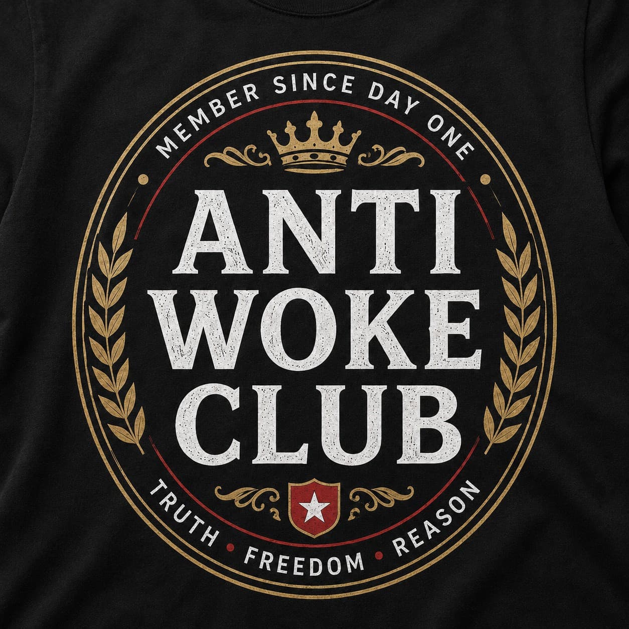 Anti Woke Club black T-shirt, front print