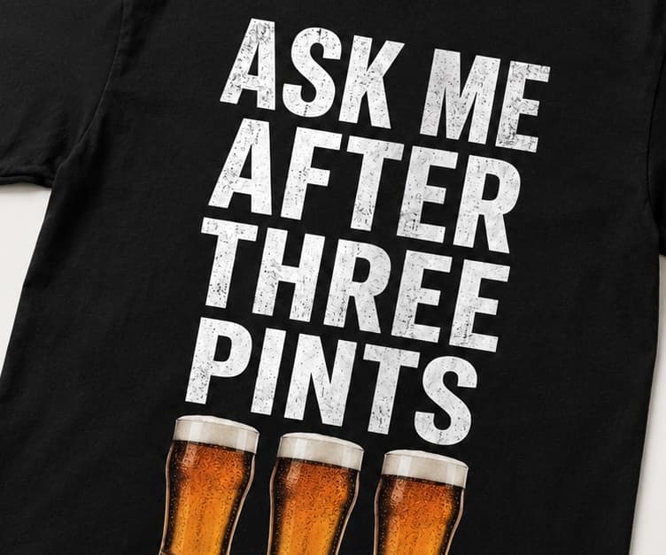 Close-up of the Ask Me After Three Pints print