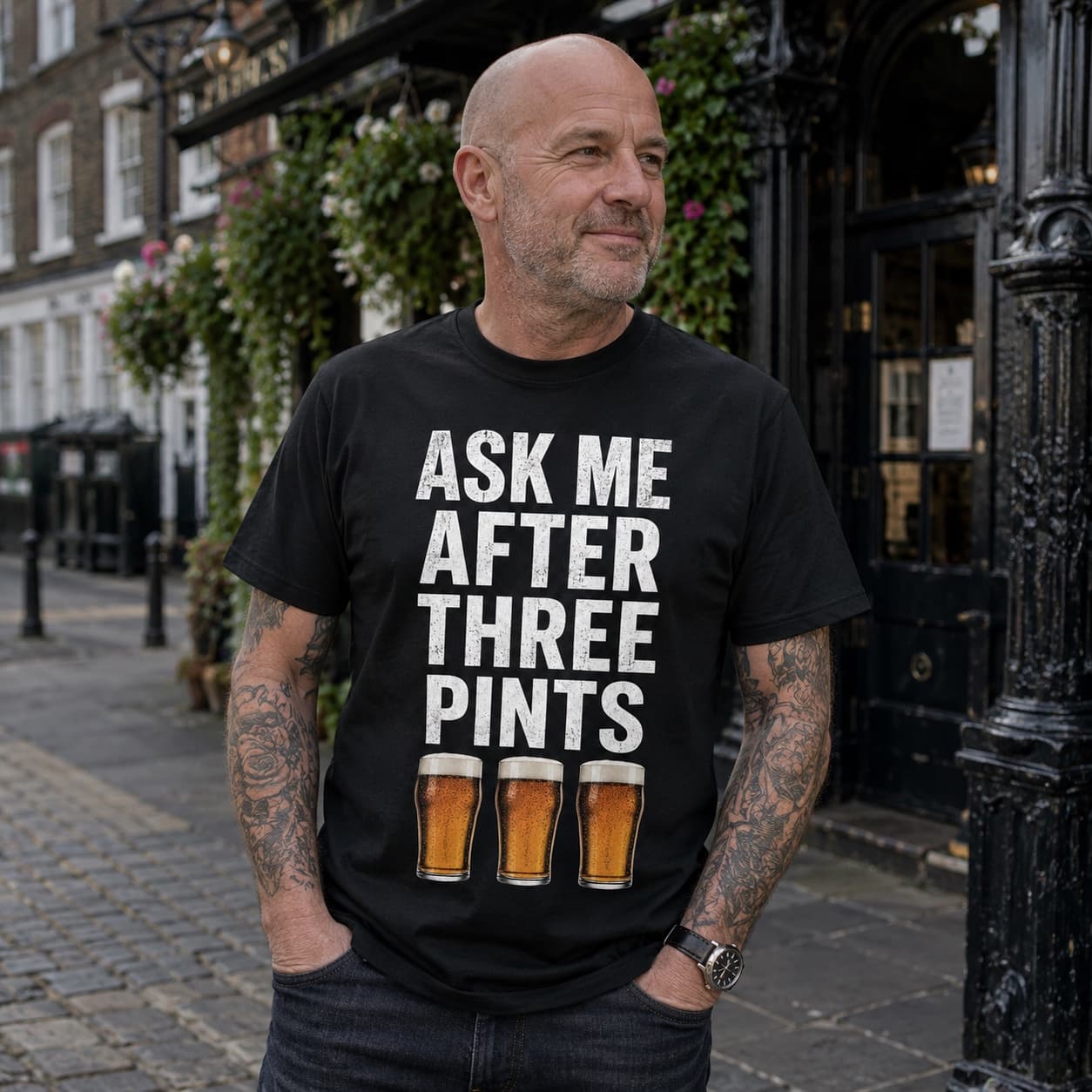 Ask Me After Three Pints T-shirt worn