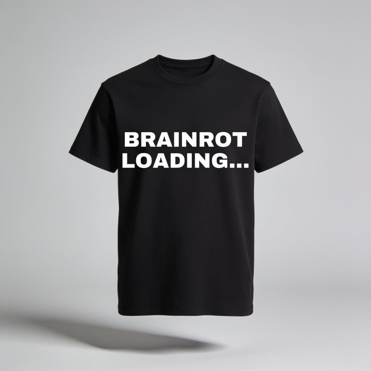 Brainrot Loading Black T-shirt, front print