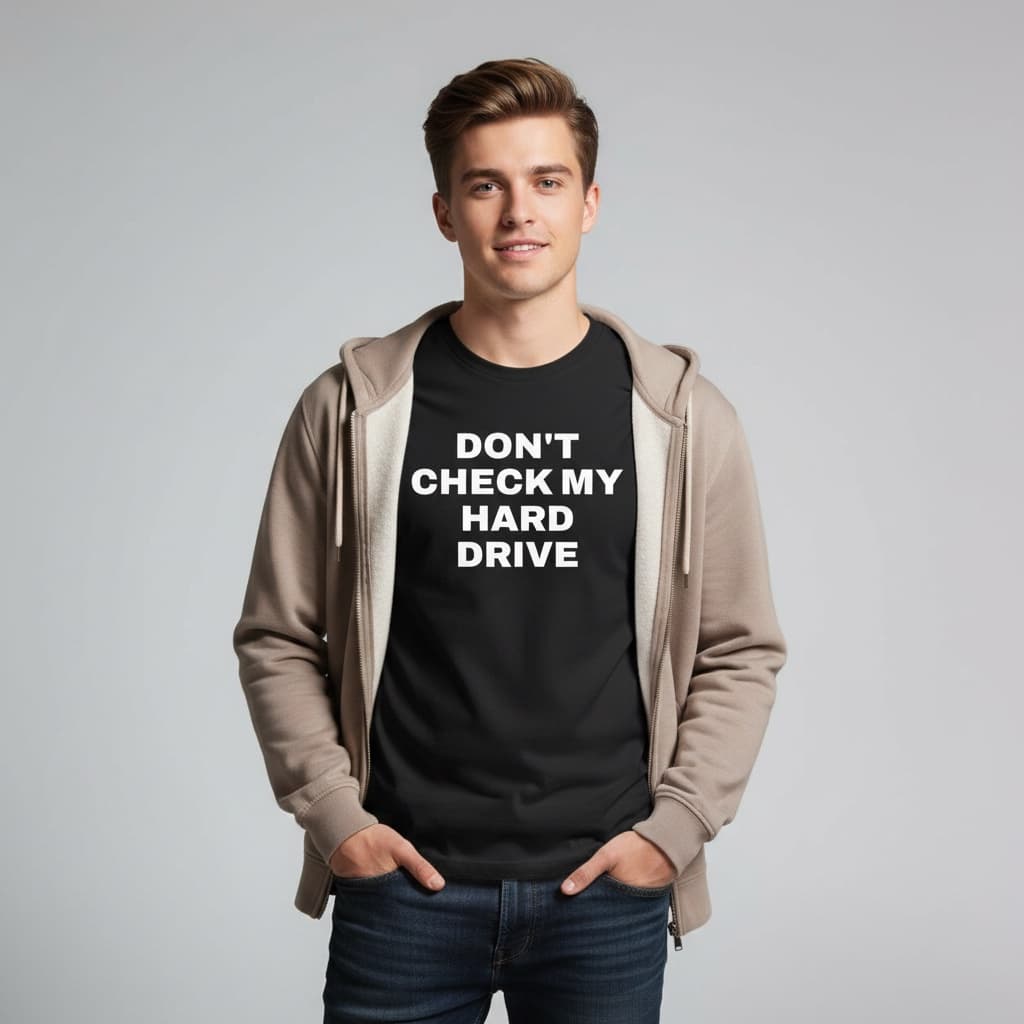 Don't Check My Hard Drive T-shirt worn