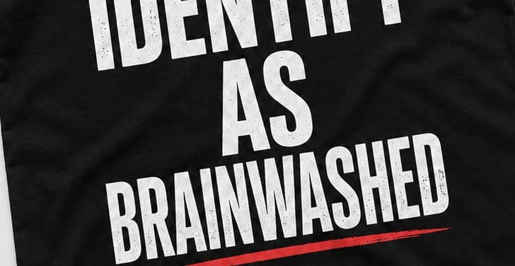 Close-up of the I Don't Identify As Brainwashed print