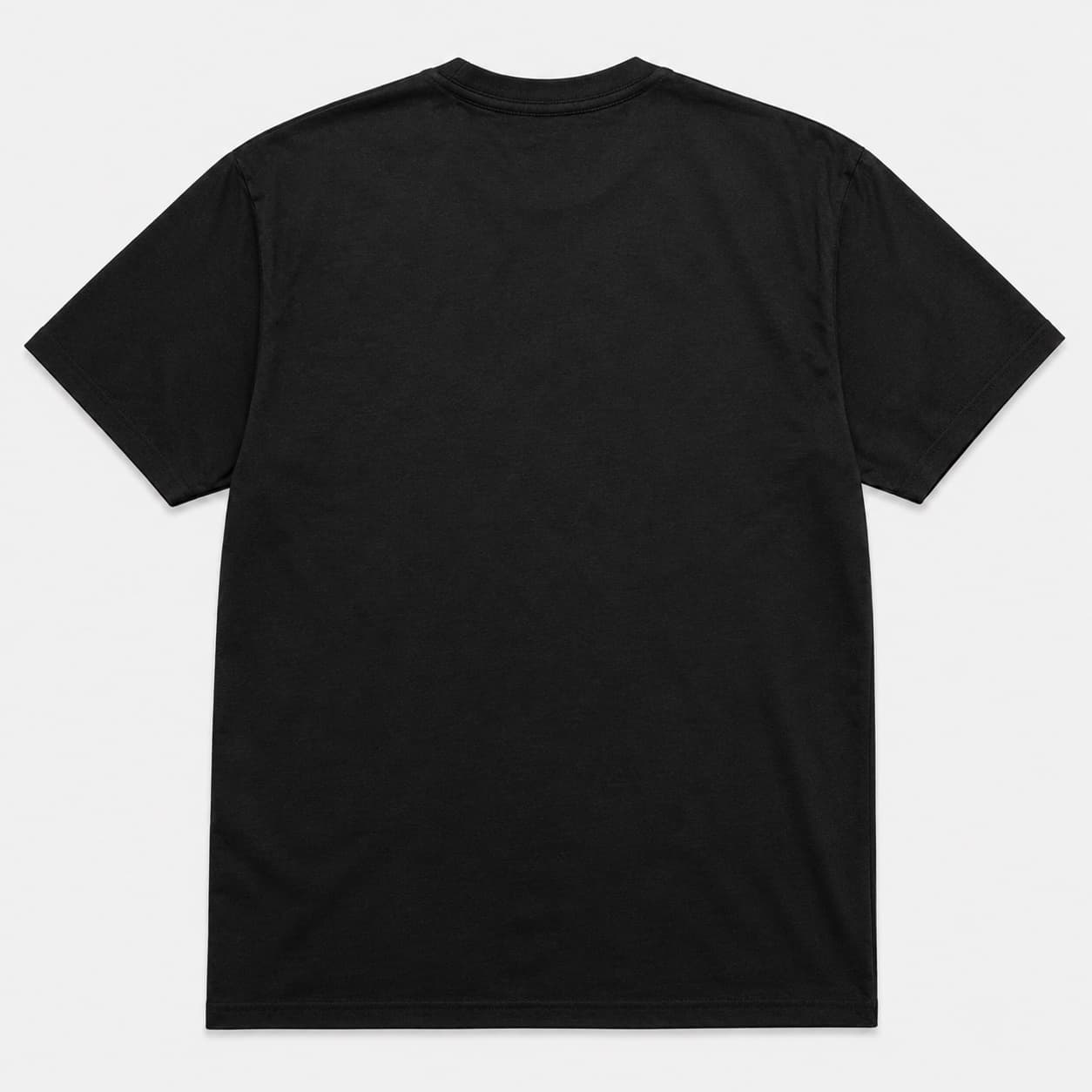 Plain black back of the Not Woke Just Aware T-shirt