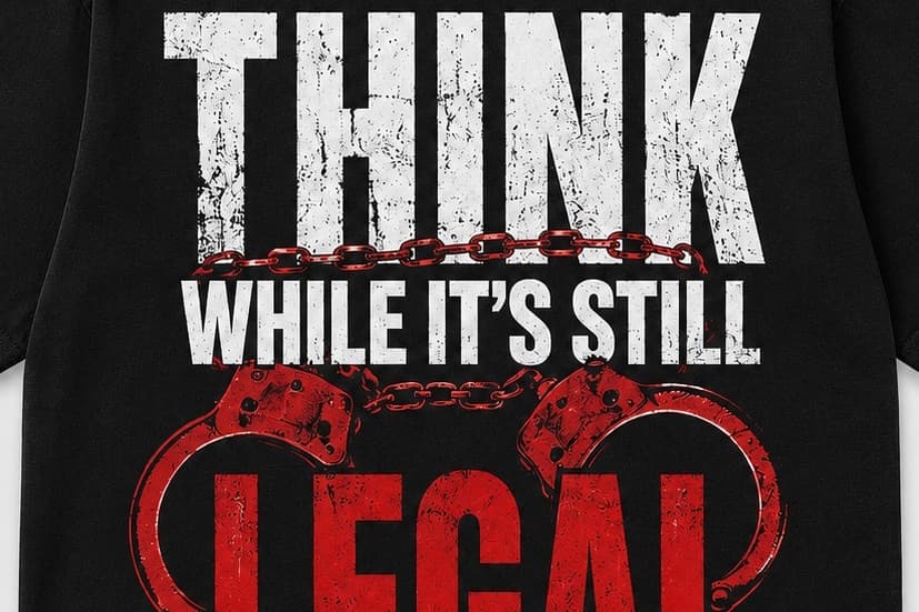 Close-up of the Think While It's Still Legal print