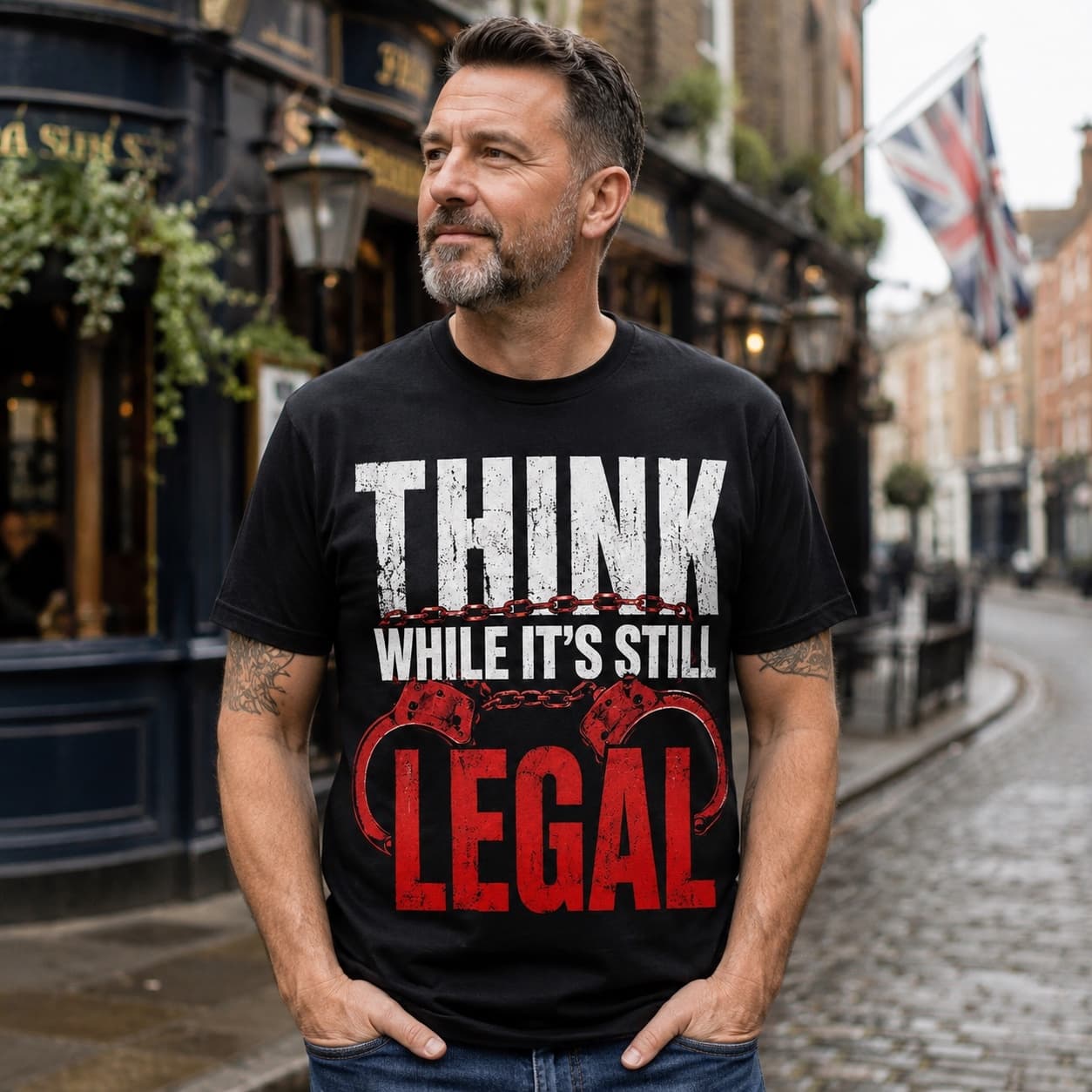 Think While It's Still Legal T-shirt worn