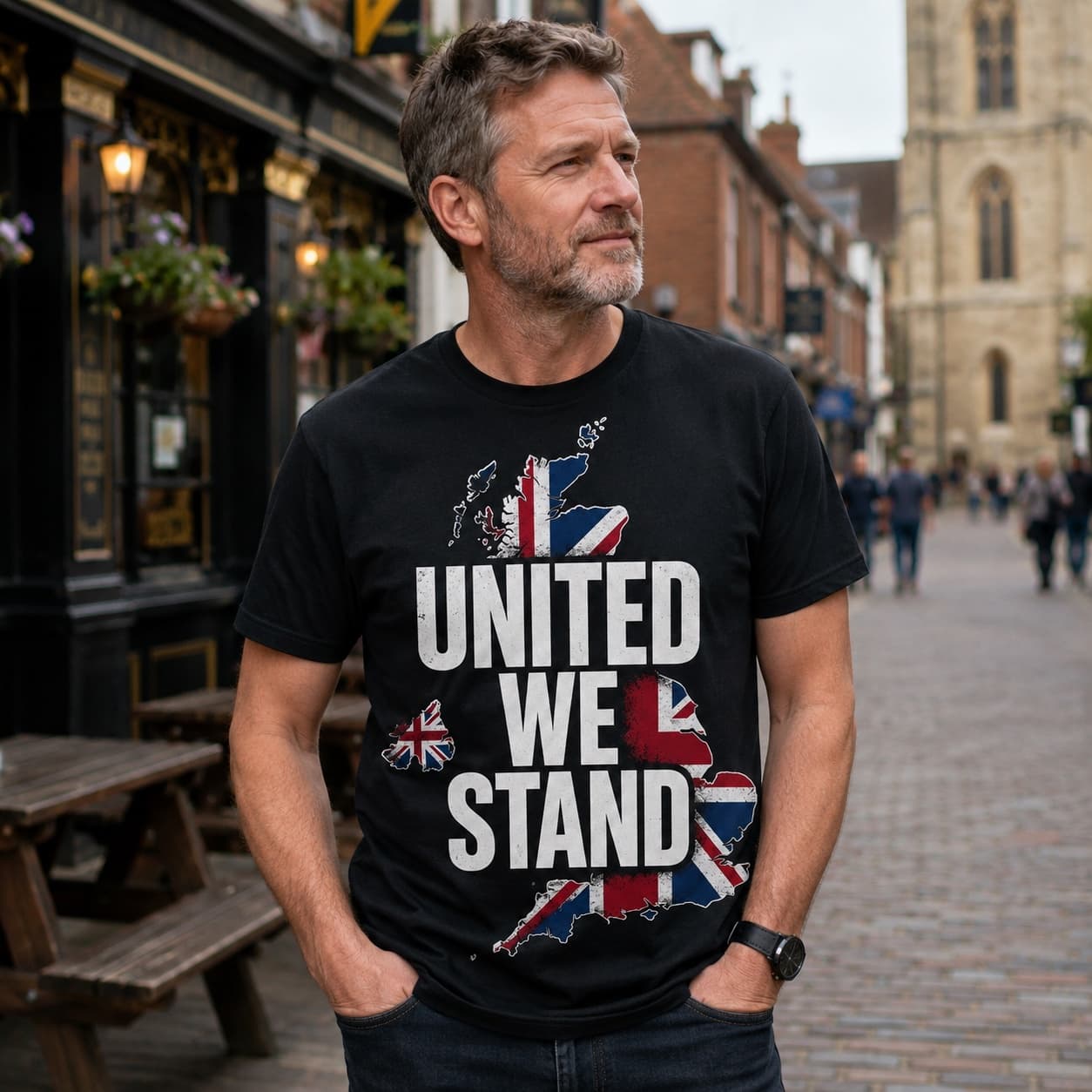 United We Stand T-shirt worn