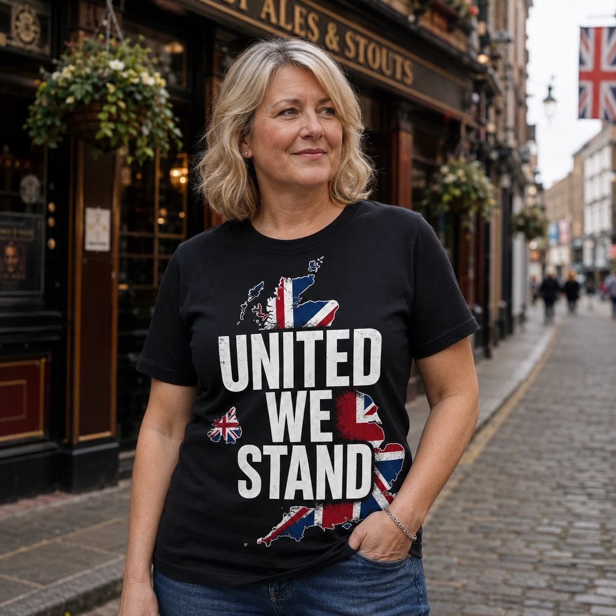 United We Stand T-shirt worn, lifestyle shot