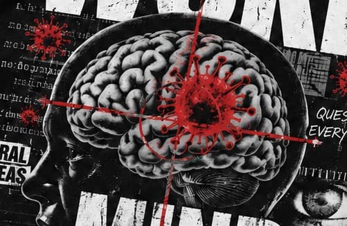 Close-up of the Woke Mind Virus print