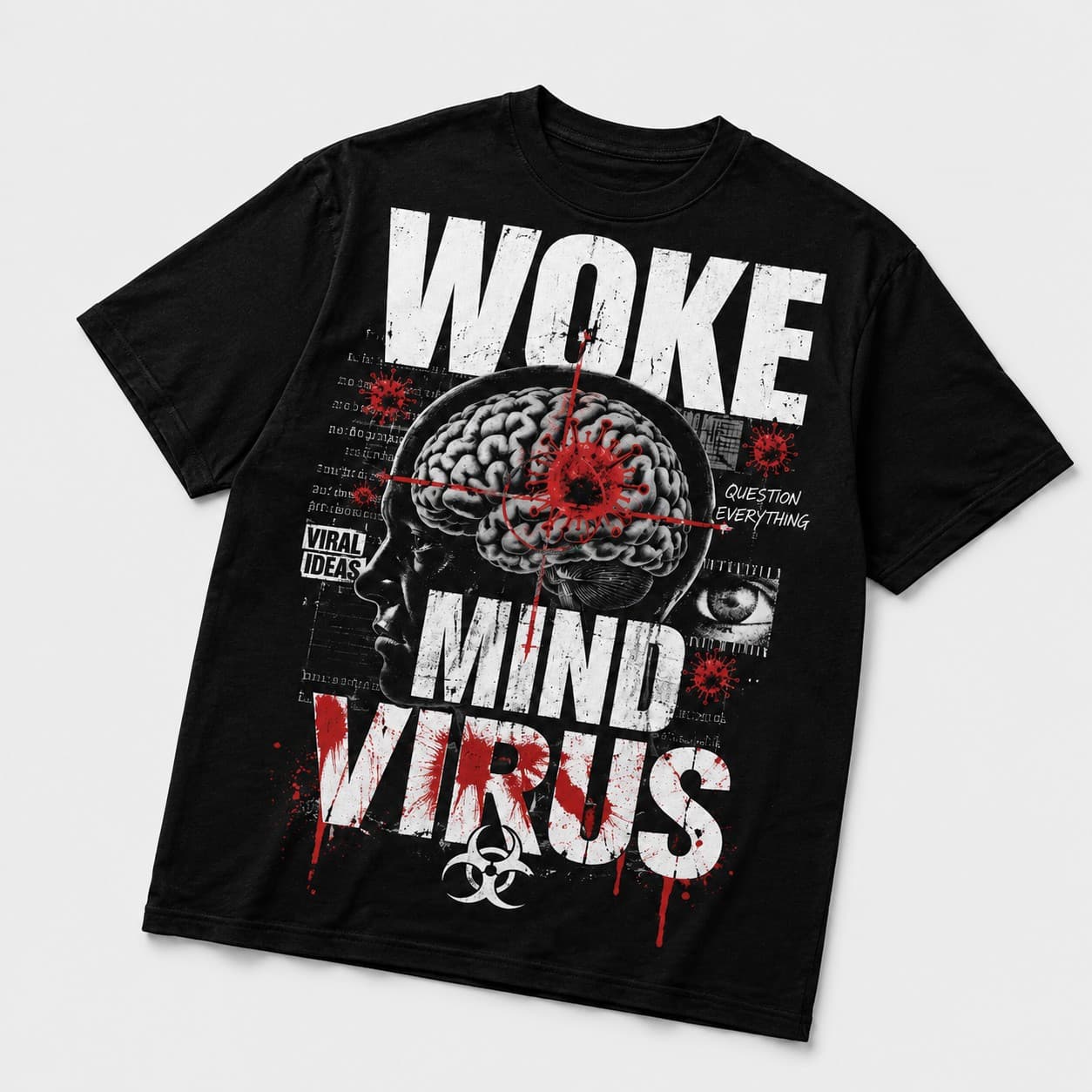 Woke Mind Virus black T-shirt, front print